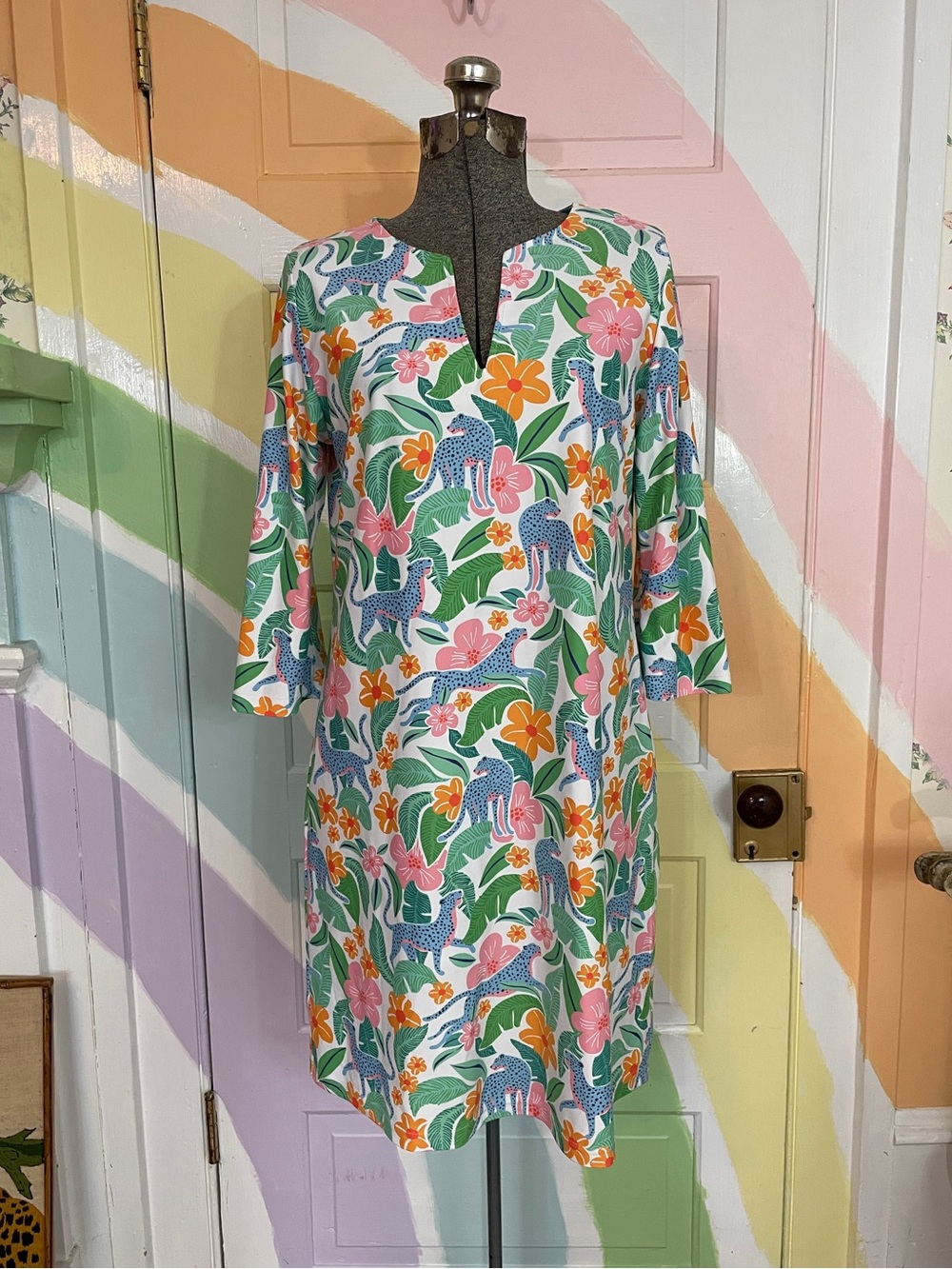 Smith & Quinn Luca Shift Dress in Party Jungle Print Sz S 🧡🎀
